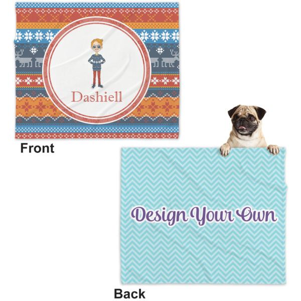 Custom Design - Microfleece Dog Blanket - Large- Front & Back