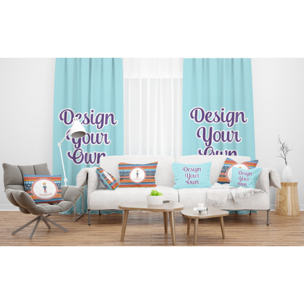 Custom Design - Sheer and Custom Curtains in Room with Matching Pillows