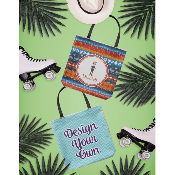 Custom Design - Canvas Tote Lifestyle Front and Back- 13x13