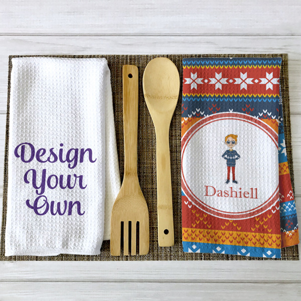 Custom Design - Waffle Weave Towels - 2 Print Styles