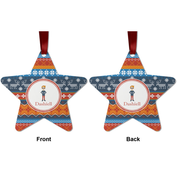 Custom Design - Metal Star Ornament - Front and Back