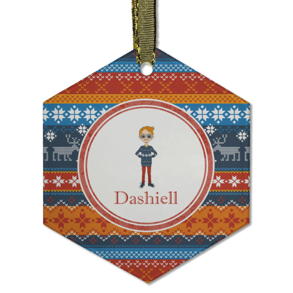 Custom Design - Frosted Glass Ornament - Hexagon