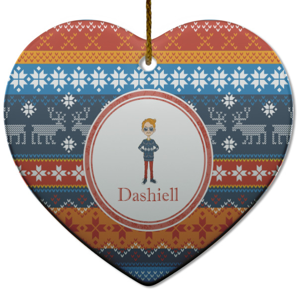 Custom Design - Ceramic Flat Ornament - Heart (Front)