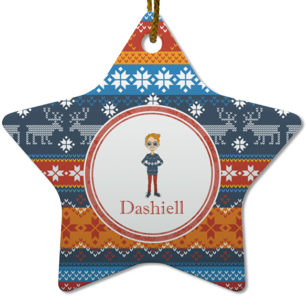 Custom Design - Ceramic Flat Ornament - Star (Front)