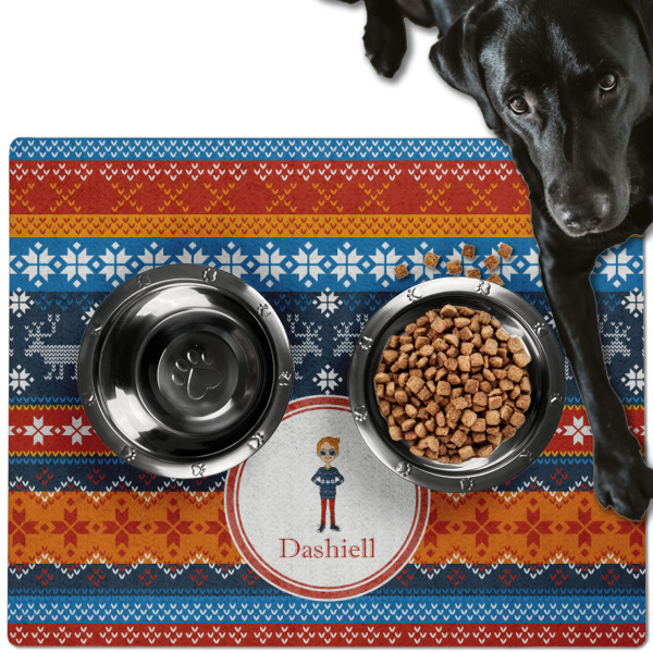 Custom Design - Dog Food Mat - Large LIFESTYLE