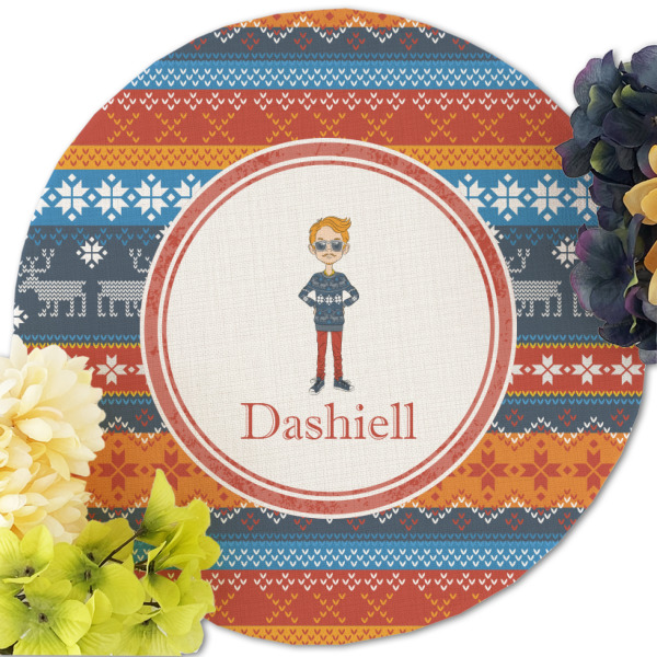 Custom Design - Round Linen Placemats - Front (w flowers)