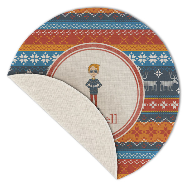 Custom Design - Round Linen Placemats - Front (folded corner single sided)