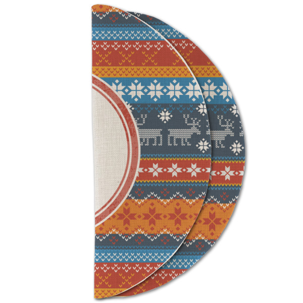 Custom Design - Round Linen Placemats - HALF FOLDED (double sided)