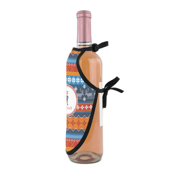 Custom Design - Wine Bottle Apron - DETAIL WITH CLIP ON NECK