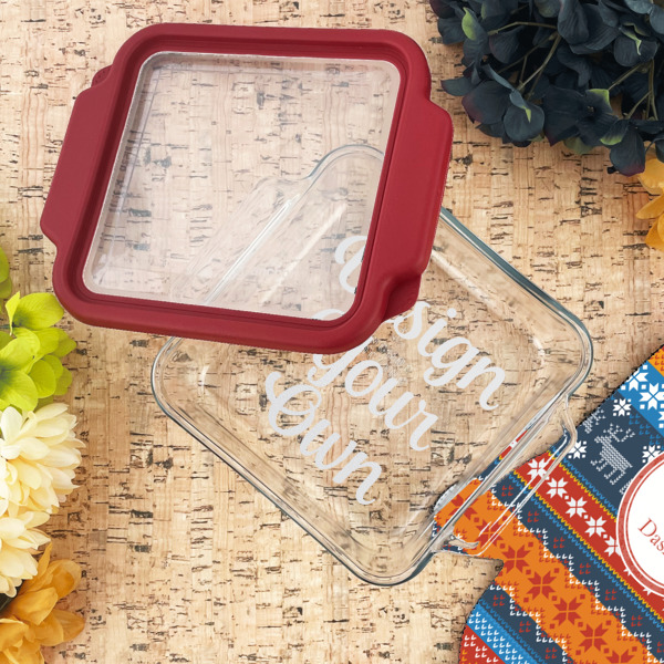 Custom Design - Glass Cake Dish - 8"x8" - Lifestyle