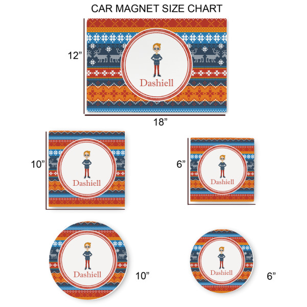 Custom Design - Car Magnets - SIZE CHART