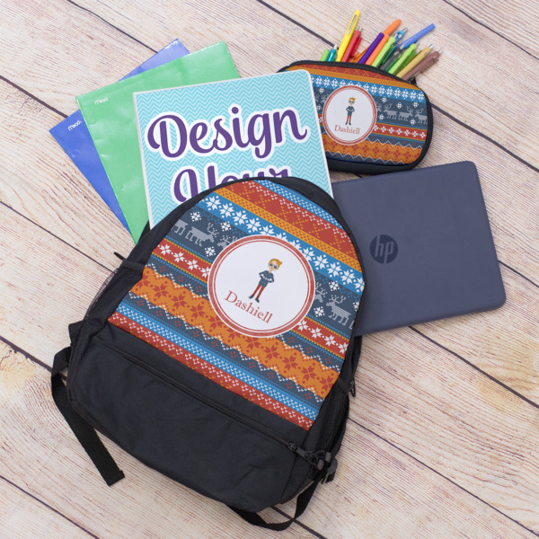 Custom Design - Large Backpack - Black - With Stuff