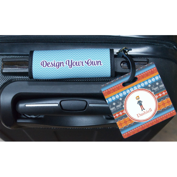 Custom Design - Square Luggage Tag & Handle Wrap - In Context