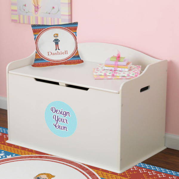 Custom Design - Round Wall Decal on Toy Chest