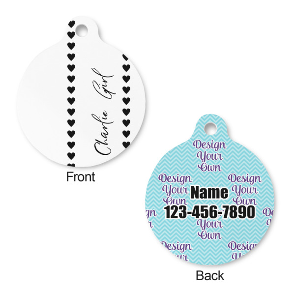 Custom Design - Round Pet ID Tag - Small - Front & Back View