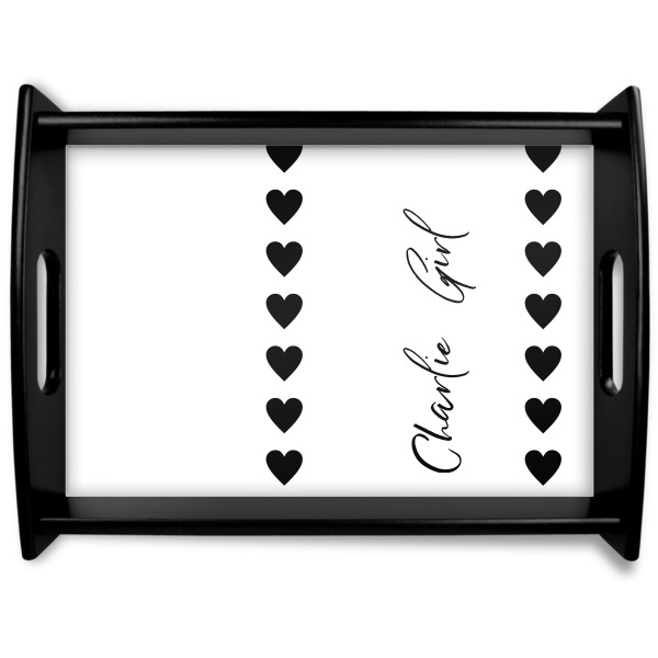 Custom Design Your Own Black Wooden Tray - Large
