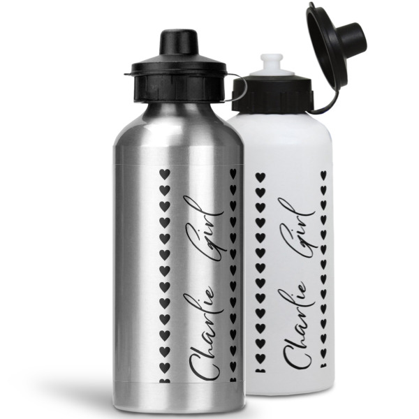 Custom Design - Aluminum Water Bottles - MAIN (white &silver)