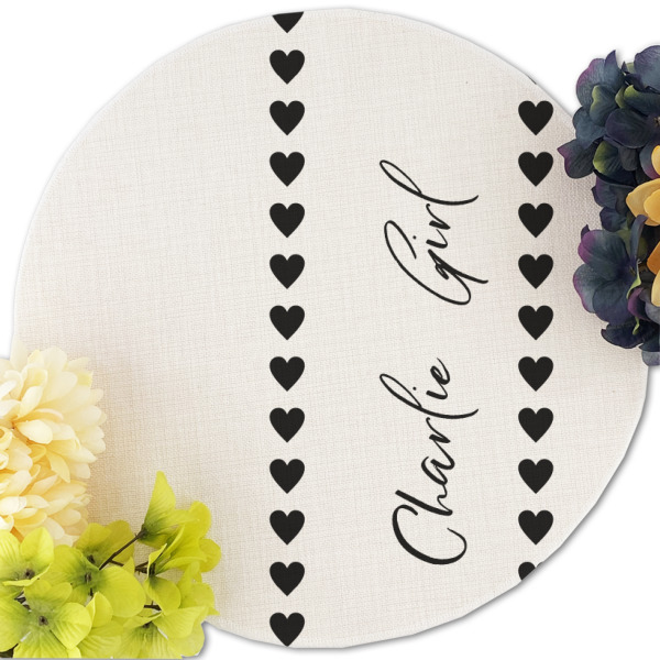 Custom Design - Round Linen Placemats - Front (w flowers)