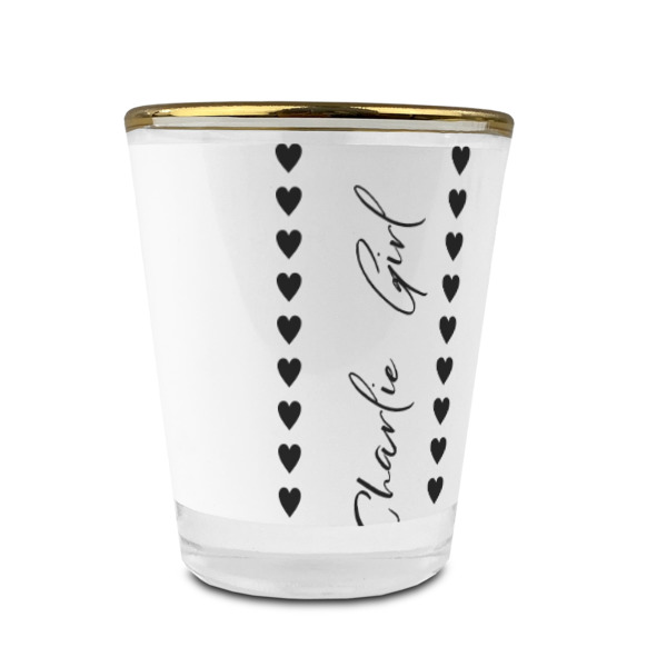 Custom Design - Glass Shot Glass - Gold Rim - Front