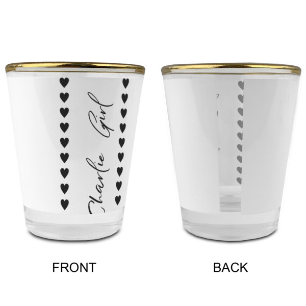 Custom Design - Glass Shot Glass - Gold Rim - Front & Back