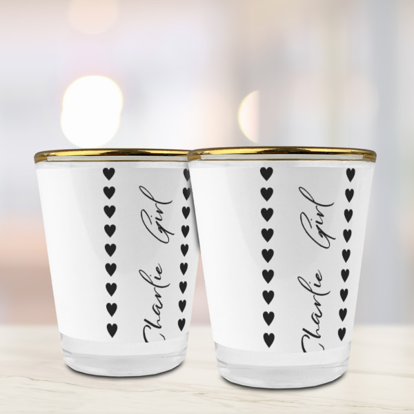 Custom Design - Glass Shot Glass - Gold Rim - Lifestyle