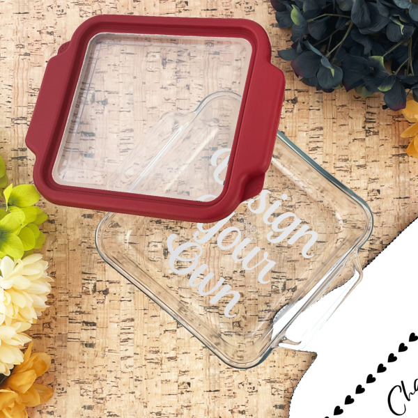 Custom Design - Glass Cake Dish - 8"x8" - Lifestyle
