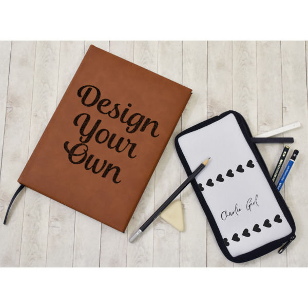 Custom Design - Leather Sketchbook - Small - Double Sided - In Context
