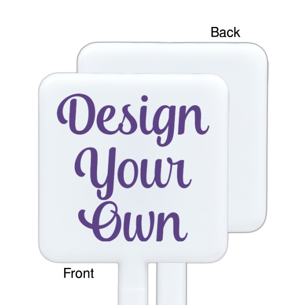 Custom Design - White Plastic Stir Stick - Single Sided - Square - Front & Back