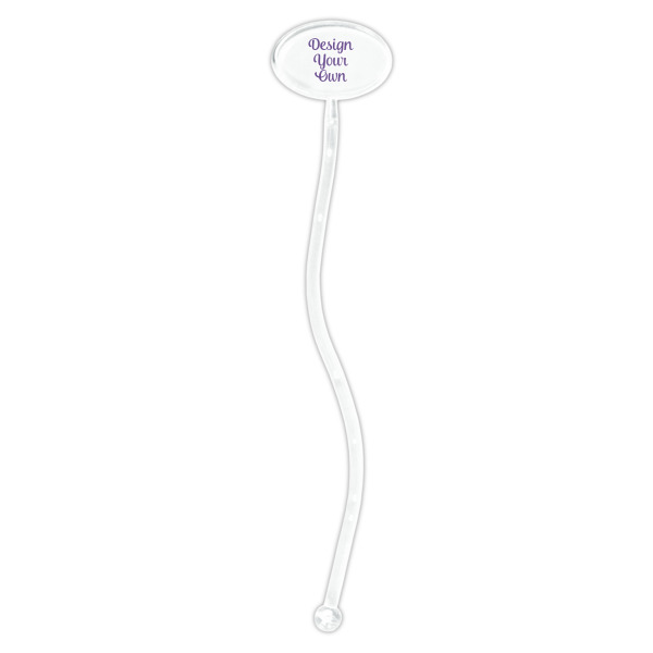 Custom Design - Clear Plastic 7" Stir Stick - Oval - Single Stick
