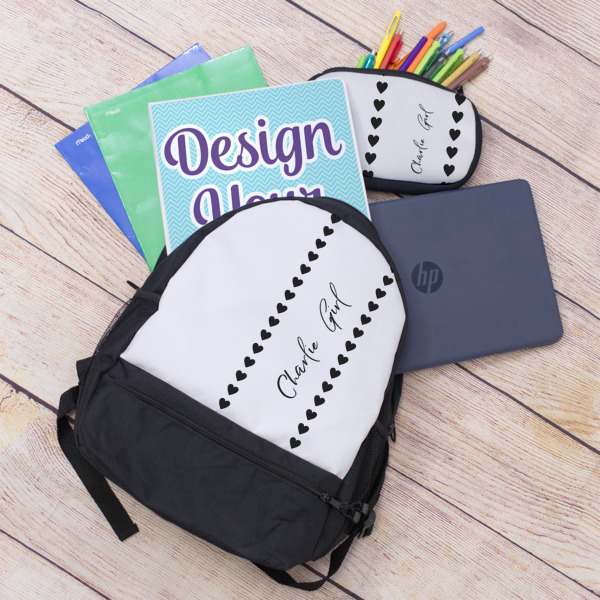 Custom Design - Large Backpack - Black - With Stuff