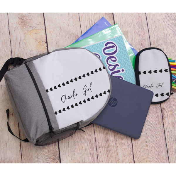 Custom Design - Large Backpack - Gray - With Stuff