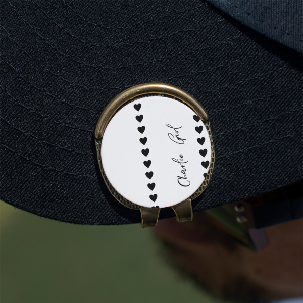 Custom Design - Golf Ball Marker Hat Clip - Gold - On Hat