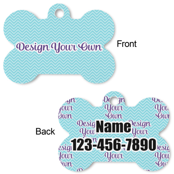 Custom Design - Bone Shaped Dog ID Tag - Small - Front & Back View