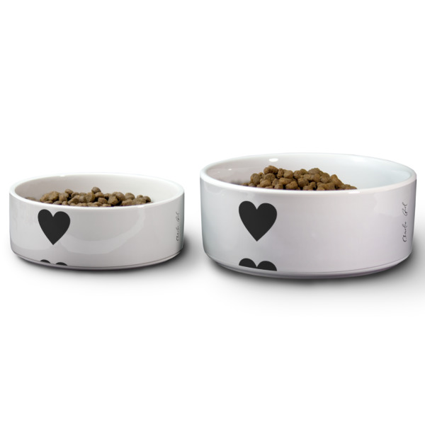 Custom Design - Ceramic Dog Bowls - Size Comparison