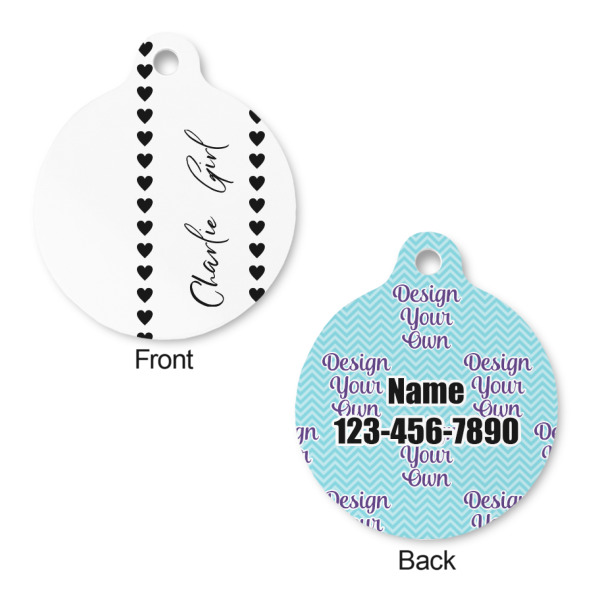 Custom Design - Round Pet ID Tag - Small - Front & Back View
