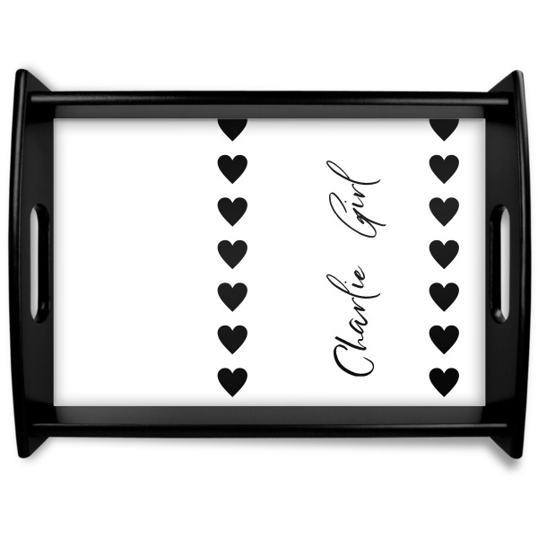 Custom Design Your Own Black Wooden Tray - Large