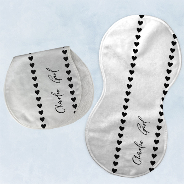 Custom Design - Two Peanut Shaped Burps - Open and Folded