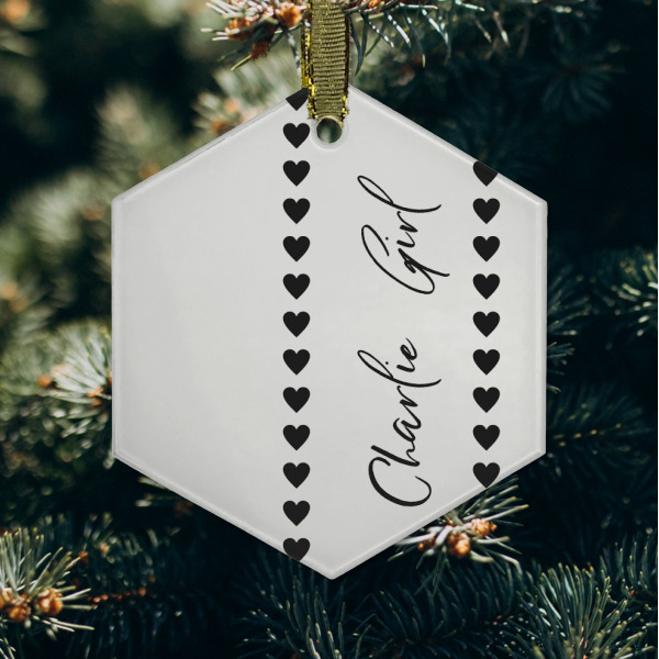 Custom Design - Frosted Glass Ornament - Hexagon (Lifestyle)