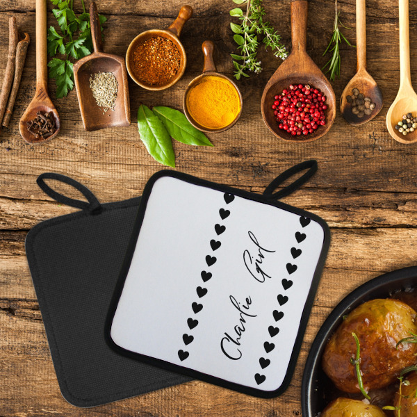 Custom Design - Neoprene Pot Holder - Set of 2  LIFESTYLE (Flatlay)