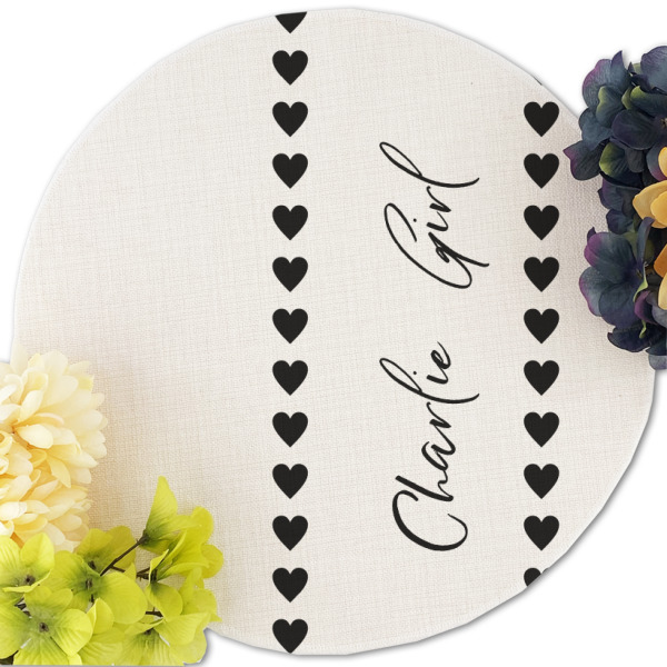 Custom Design - Round Linen Placemats - Front (w flowers)