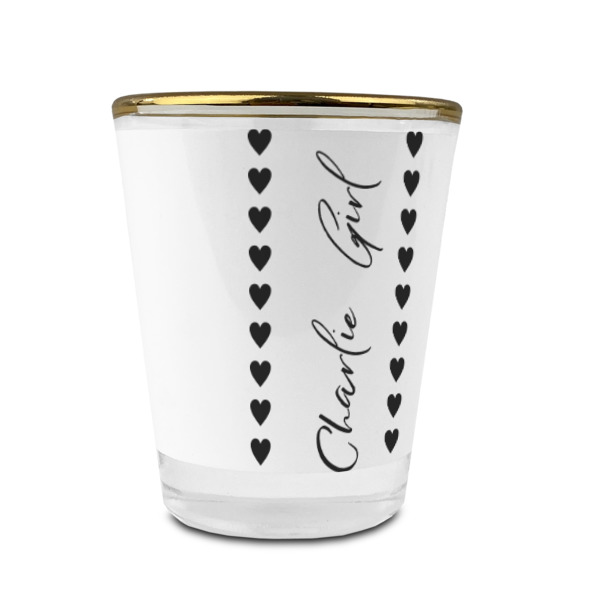 Custom Design - Glass Shot Glass - Gold Rim - Front