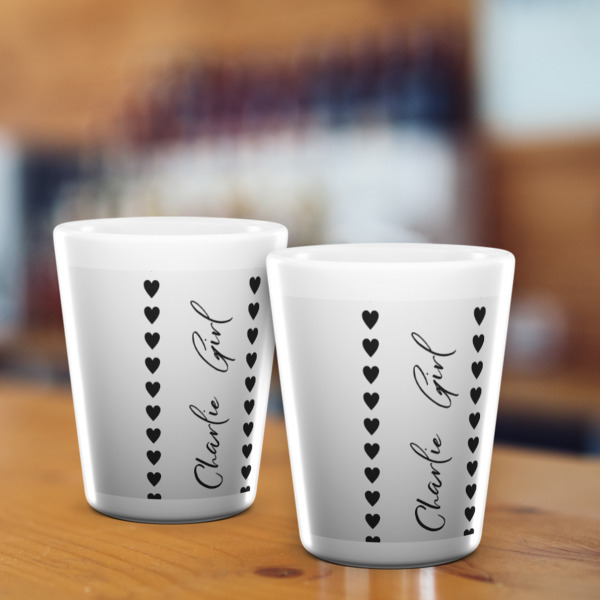 Custom Design - Ceramic Shot Glass - White - Lifestyle