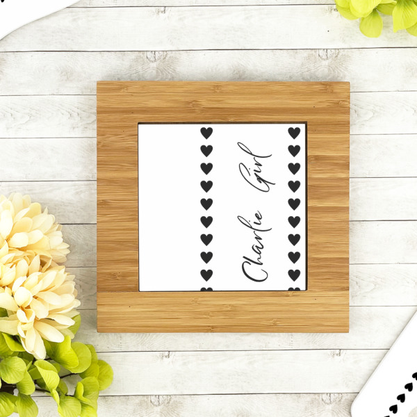 Custom Design - Bamboo Trivet with 6" Tile - LIFESTYLE