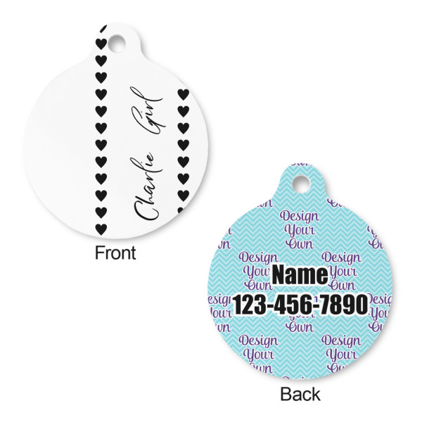 Custom Design - Round Pet ID Tag - Large - Front & Back View