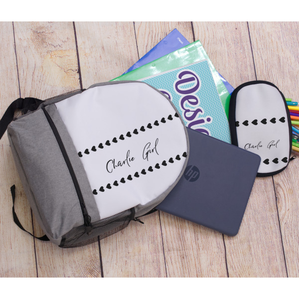 Custom Design - Large Backpack - Gray - With Stuff