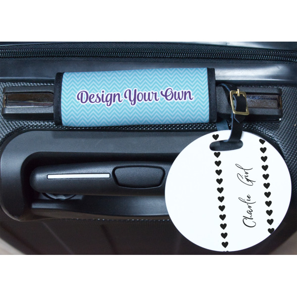Custom Design - Round Luggage Tag & Handle Wrap - In Context