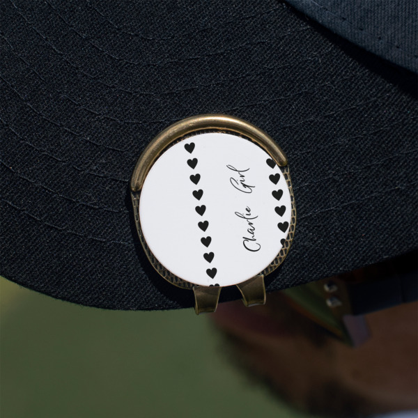 Custom Design - Golf Ball Marker Hat Clip - Gold - On Hat