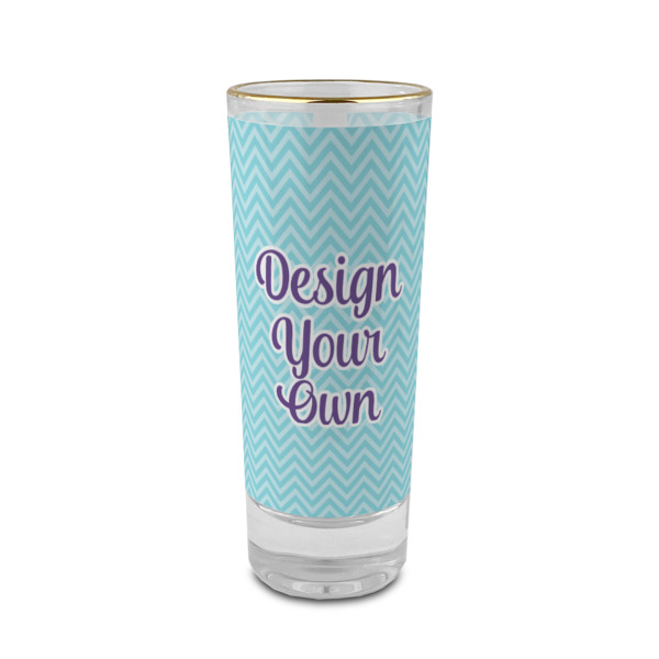 Custom Design Your Own 2 oz Shot Glass - Glass with Gold Rim