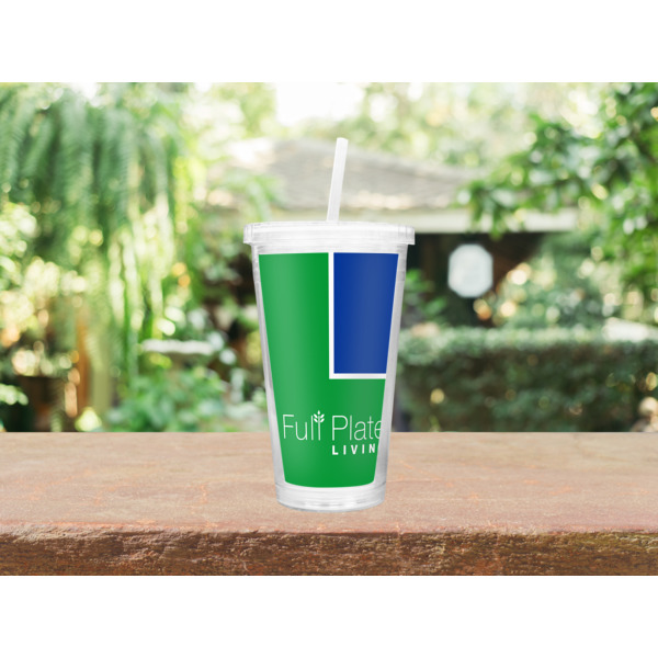 Custom Design - Double Wall Tumbler with Straw - Lifestyle