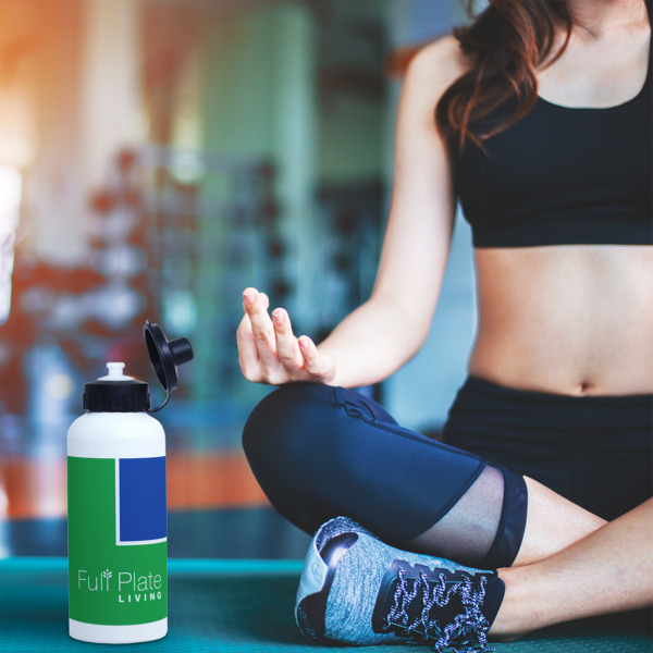 Custom Design - Aluminum Water Bottle - White LIFESTYLE